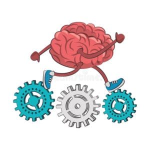 human brain intelligence creativity cartoons running shoes gears vector illustration graphic design 151153653